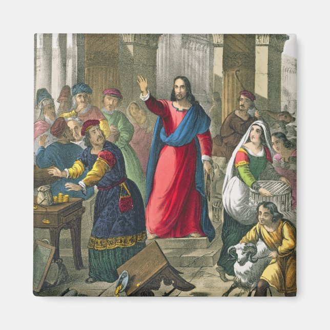 Christ Cleanses the Temple, from a bible printed b Magnet (Front)