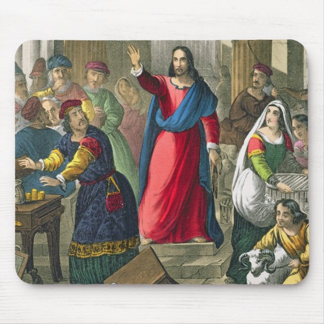 Christ Cleanses the Temple, from a bible printed b Mouse Mat (Front)