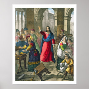 Christ Cleanses the Temple, from a bible printed b Poster