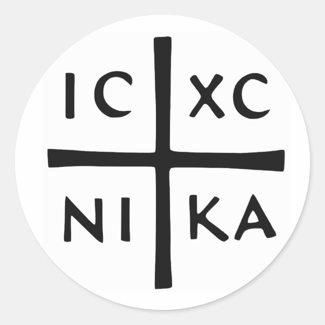 Christ Conquers — IC-XC NI-KA Classic Round Sticker (Front)