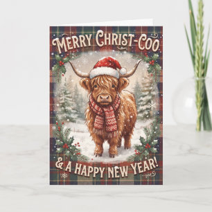 Christ-Coo Highland Cow Christmas Card
