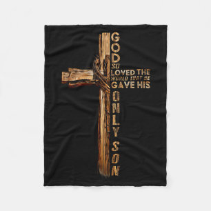 Christ Cross Christian John 3 16 God So Loved The  Fleece Blanket