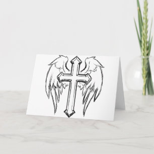 Christ cross with wings holiday card