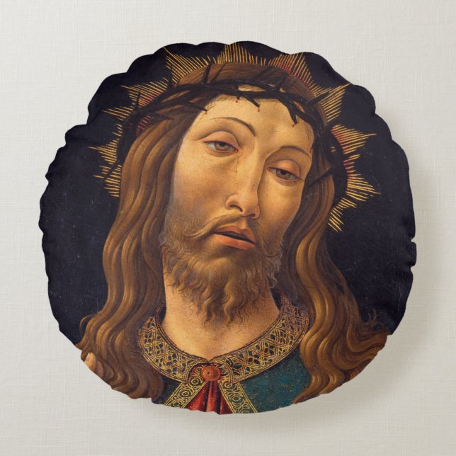 Christ Crowned with Thorns by Sandro Botticelli Round Cushion (Front)