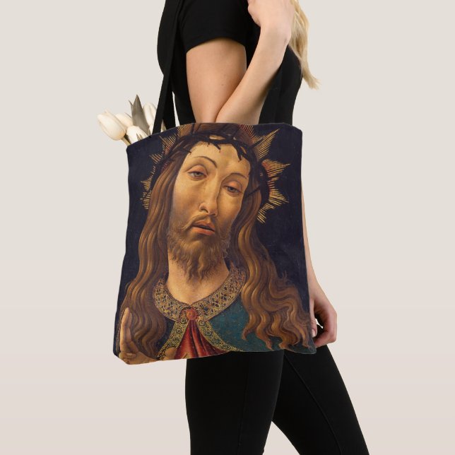 Christ Crowned with Thorns by Sandro Botticelli Tote Bag (Close Up)