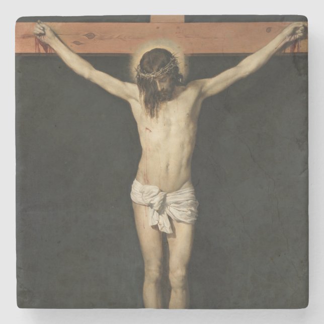 Christ Crucified on the Cross (Faith) (Velazquez) Stone Coaster (Front)