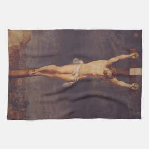 Christ dead on the cross by Peter Paul Rubens Art Tea Towel