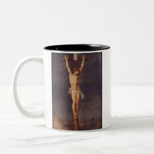 Christ dead on the cross by Peter Paul Rubens Art Two-Tone Coffee Mug