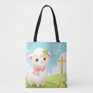 Christ/Easter/lamb/cross Tote Bag