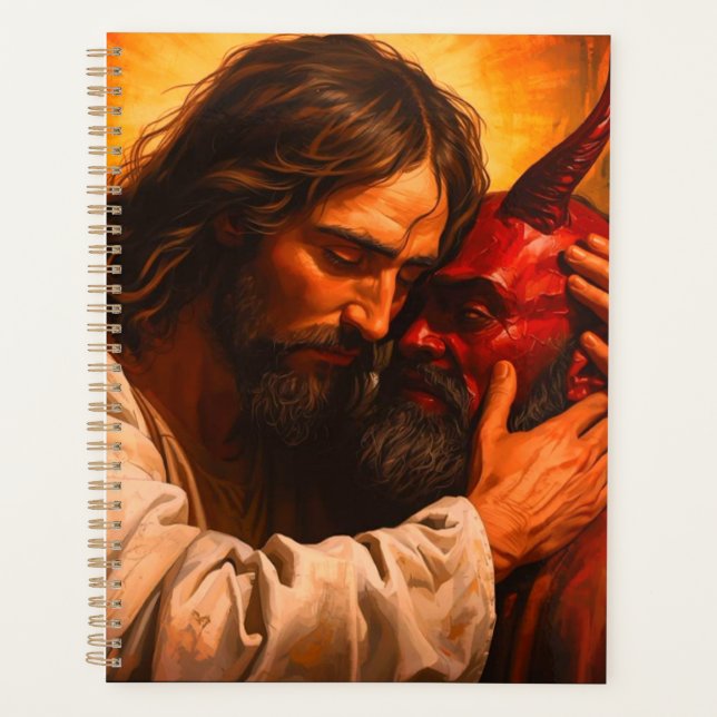 Christ Embracing Lucifer Day Planner Hard Cover (Front)