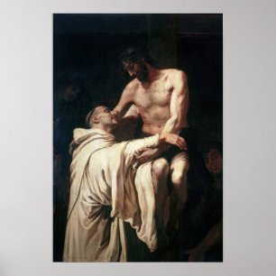 Christ Embracing St. Bernard Poster