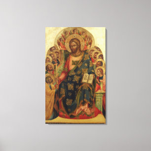 Christ Enthroned with Saints and Angels Handing th Canvas Print