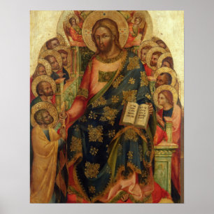 Christ Enthroned with Saints and Angels Handing th Poster