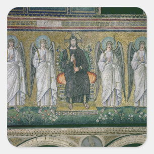 Christ enthroned with the angels 2 square sticker