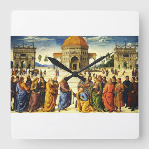Christ Giving the Keys to Saint Peter Square Wall Clock
