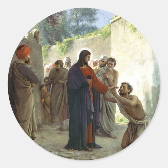 Christ Healing the Blind Man  Classic Round Sticker (Front)
