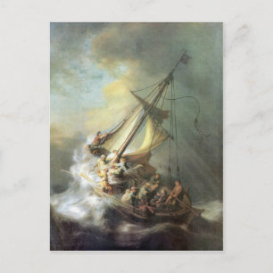 Christ in a storm on the sea of Galilee -Rembrandt Postcard