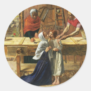 Christ in His Father's Carpenter Shop Classic Round Sticker