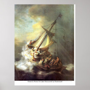 Christ In Storm On Lake Genezareth by Rembrandt Poster