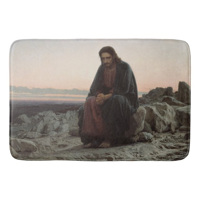 Christ in the Desert (by Ivan Kramskoi) Bath Mat (Front)