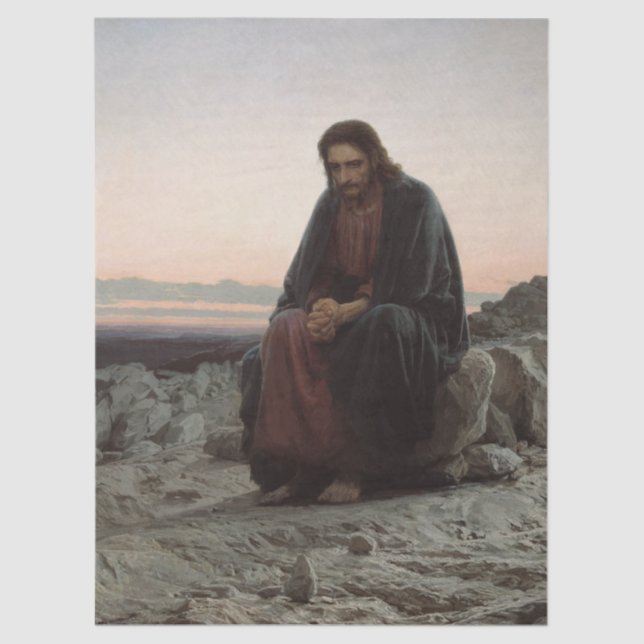 Christ in the Desert by Ivan Kramskoy  Tissue Paper (Front)
