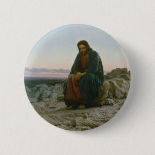 Christ in the Desert by Ivan Nikolaevich Kramskoi 6 Cm Round Badge