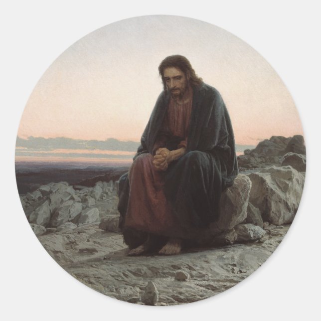 Christ in the Desert Classic Round Sticker (Front)