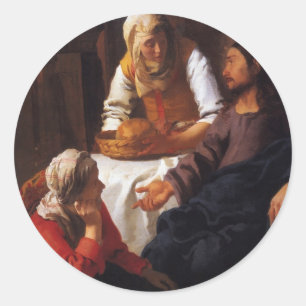 Christ in the House of Mary & Martha Classic Round Sticker