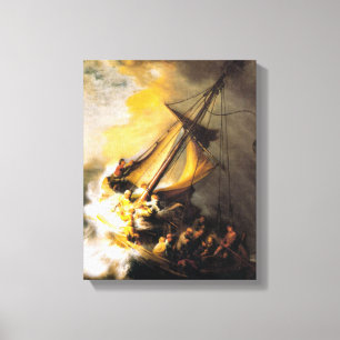 Christ in the Storm on Sea of Galilee- Rembrandt Canvas Print