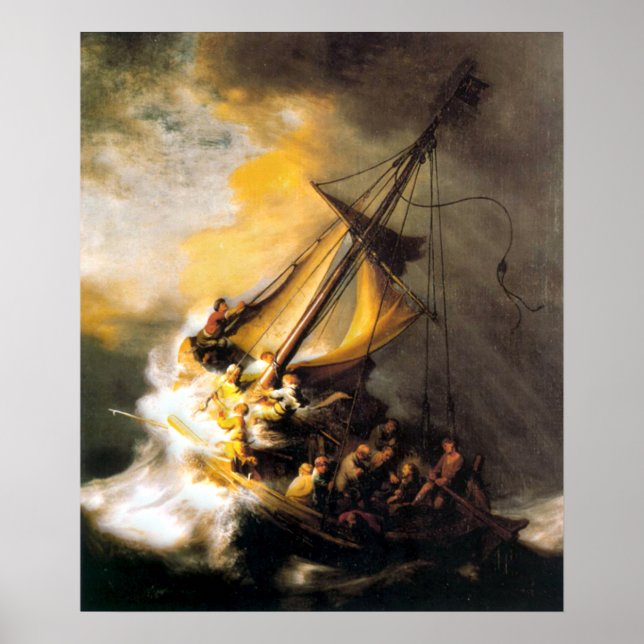 Christ in the Storm on Sea of Galilee- Rembrandt Poster (Front)