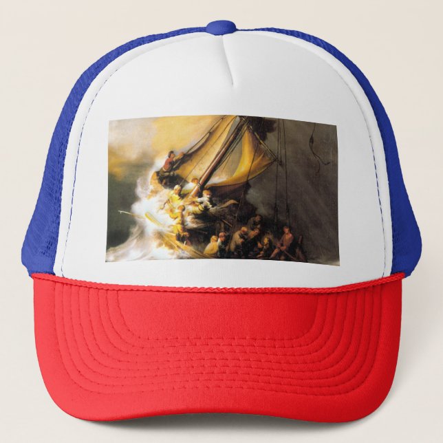 Christ in the Storm on Sea of Galilee- Rembrandt Trucker Hat (Front)