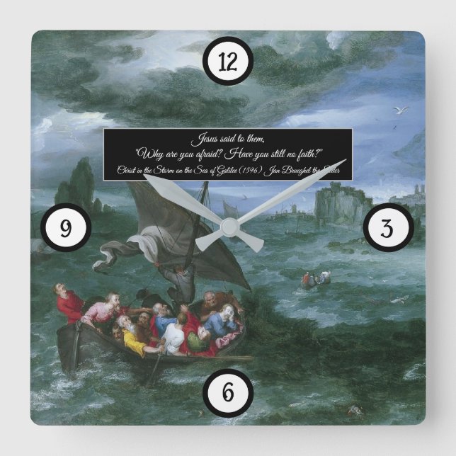 Christ in the Storm Square Wall Clock (Front)