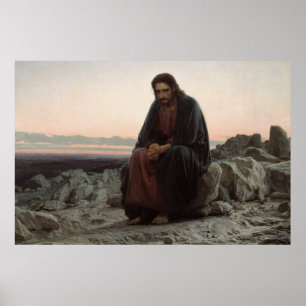 Christ in the Wilderness (by Ivan Kramskoi) Poster