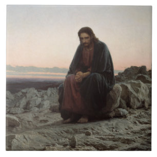 Christ in the Wilderness (by Ivan Kramskoi) Tile