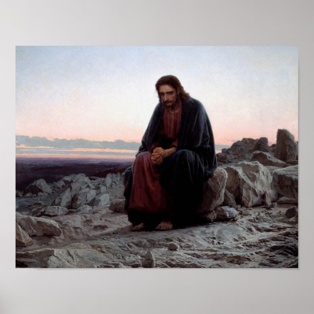 Christ in the Wilderness, Ivan Kramskoi Poster (Front)
