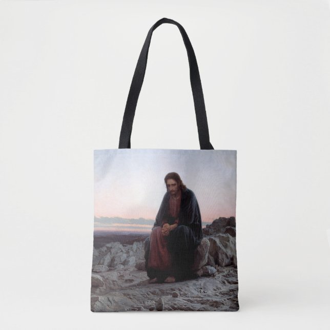 Christ in the Wilderness, Ivan Kramskoi Tote Bag (Front)