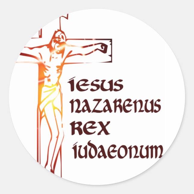 Christ INRI Tradution Classic Round Sticker (Front)