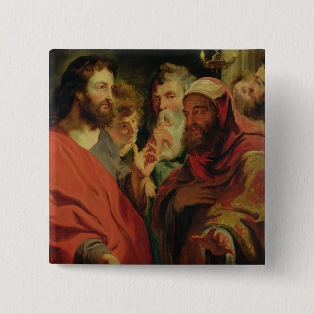 Christ Instructing Nicodemus 15 Cm Square Badge (Front)