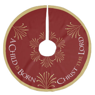 Christ is Born Christmas | Red | Brushed Polyester Tree Skirt