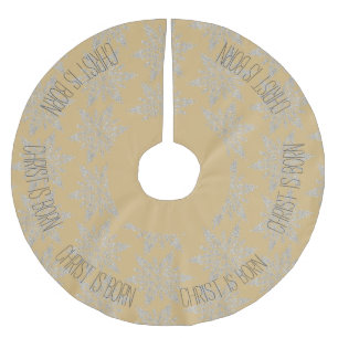 Christ is Born Gold and Silver Tree Skirt