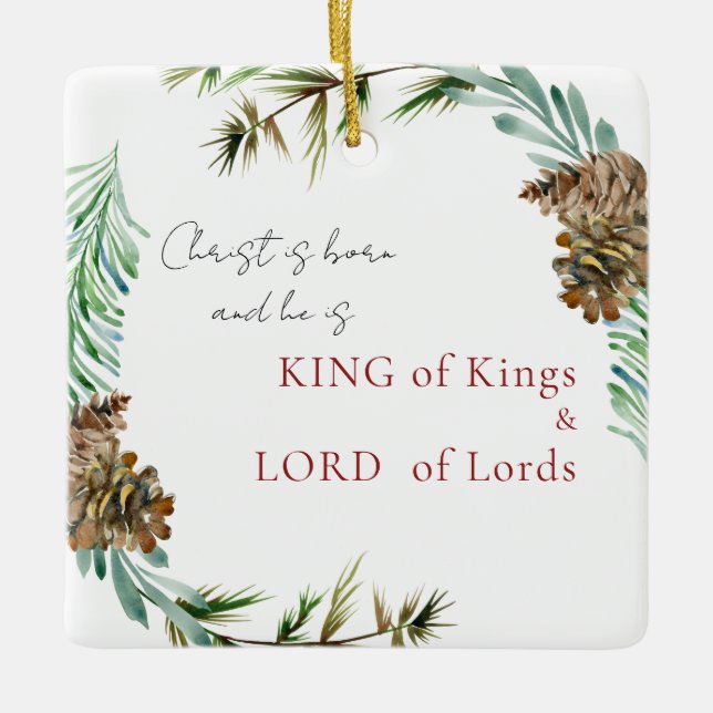Christ is Born King of Kings Custom Christmas Ceramic Ornament (Front)