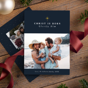 Christ is Born religious Christmas collage Holiday Card