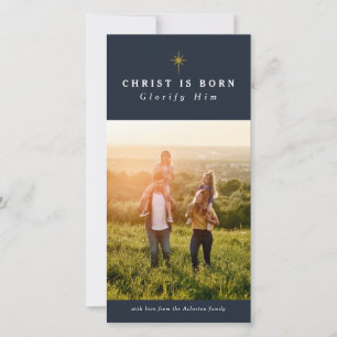 Christ is born religious Christmas photo card