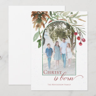 Christ is Born Religious Christmas Photo Simple Holiday Card