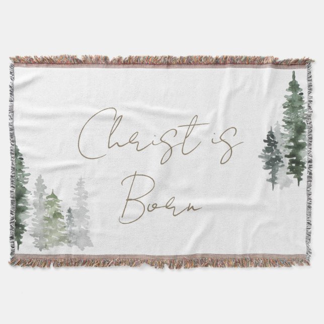 Christ is Born Woodland Trees Throw Blanket (Front)