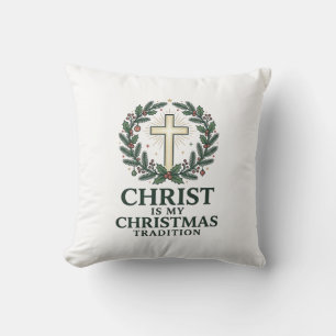 Christ Is My Christmas Tradition Vintage Cross Des Cushion