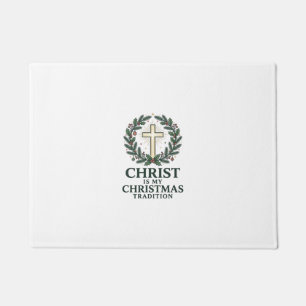 Christ Is My Christmas Tradition Vintage Cross Des Doormat