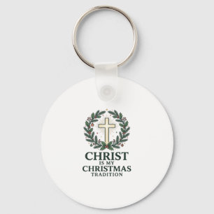 Christ Is My Christmas Tradition Vintage Cross Des Key Ring