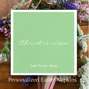 Christ is Risen Custom Green Christian Easter  Napkin