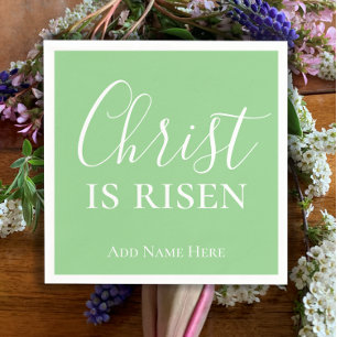 Christ is Risen Custom Green Christian Easter  Napkin